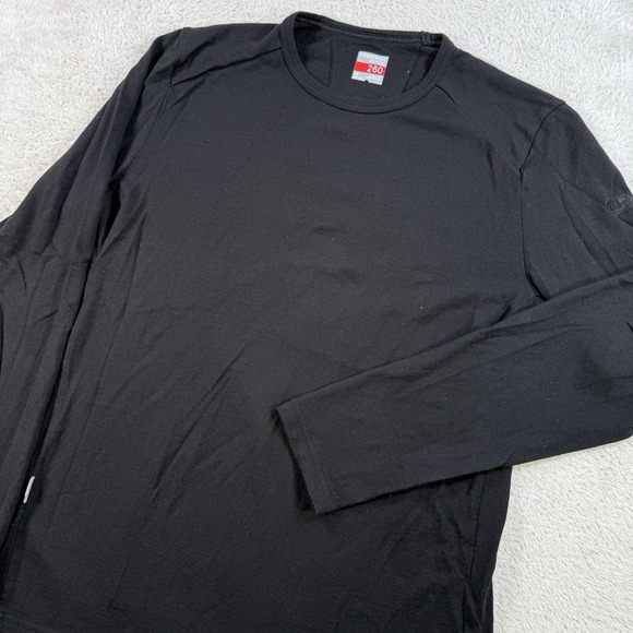 Icebreaker Shirt Mens Medium Black Merino 260 Wool Long Sleeve Base Layer Top - Picture 1 of 10